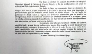 Queti se solidarizó con una médica condenada