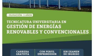 Continúa abierta la inscripción a la Tecnicatura en Gestión de Energías Renovables y Convencionales