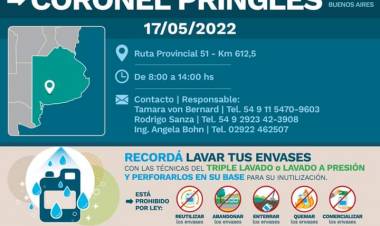 17 de mayo Campaña de Recolección de Envases Vacíos de Fitosanitarios (Agroquímicos)