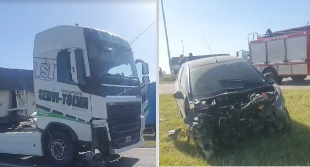 Choque entre un camión de una empresa bahiense y un coche
