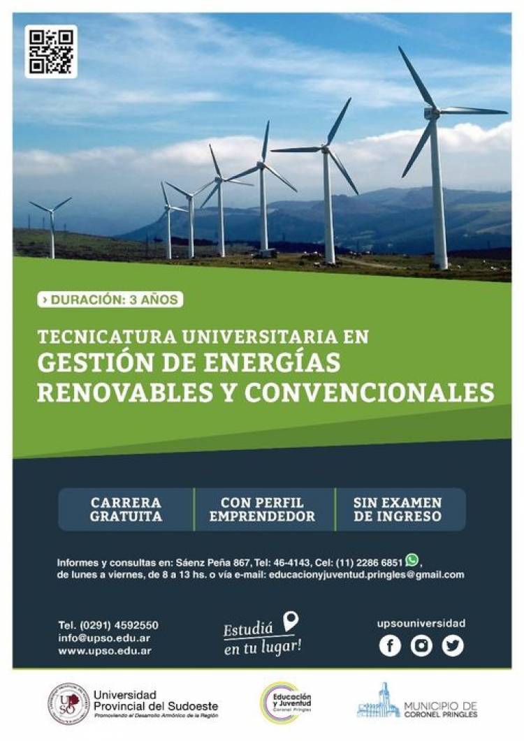 Continúa abierta la inscripción a la Tecnicatura en Gestión de Energías Renovables y Convencionales