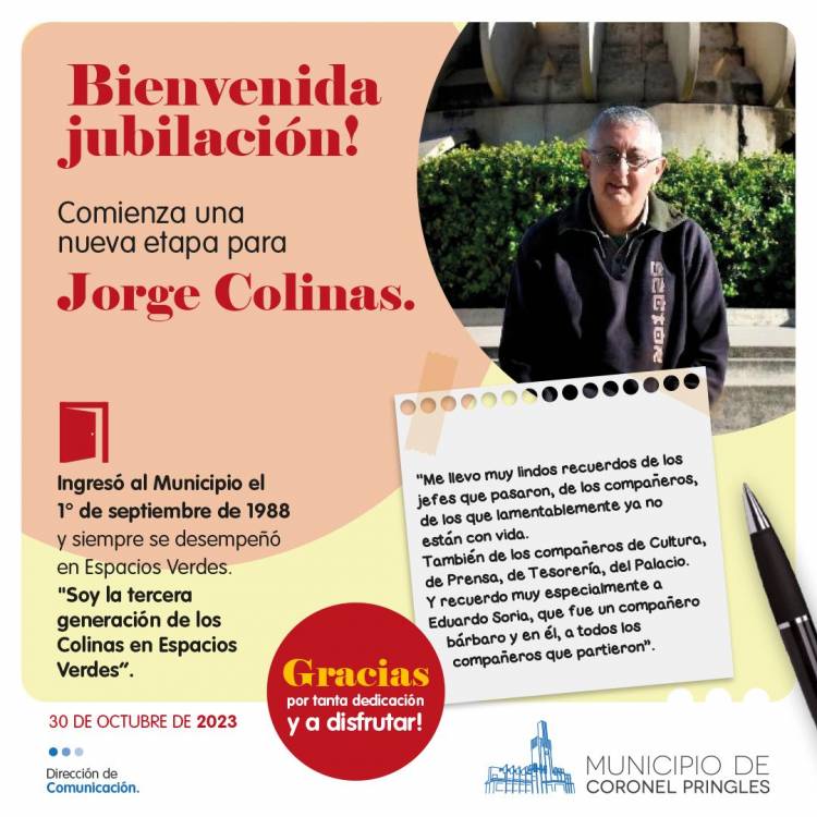 Bienvenida Jubilación: "Soy la tercera generación de los Colinas en Espacios Verdes"