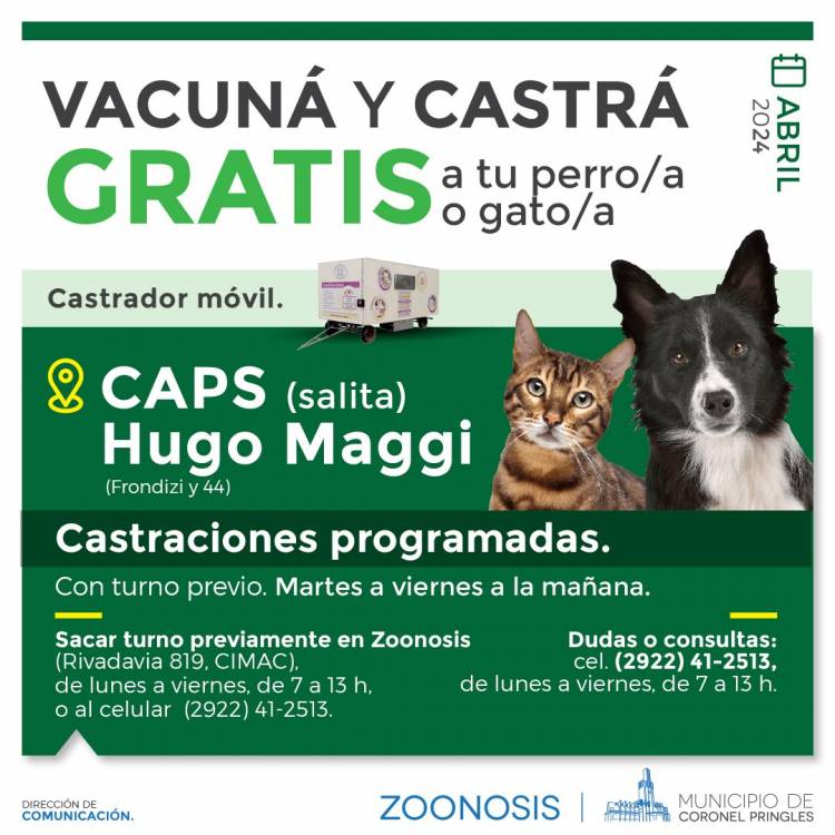 Castraciones y vacunaciones gratuitas